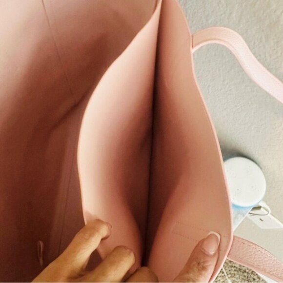 Monique Lhullier Vegan Leather Tote Bag Pink Handbag 14x18 in - Picture 11 of 14
